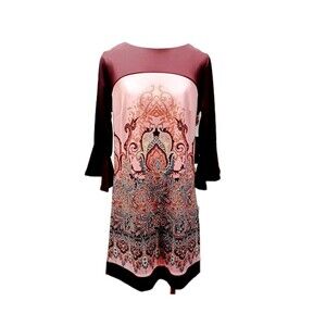 New York and company Paisley Bell Sleeve Knit  Multicolor Dress  Women's Medium